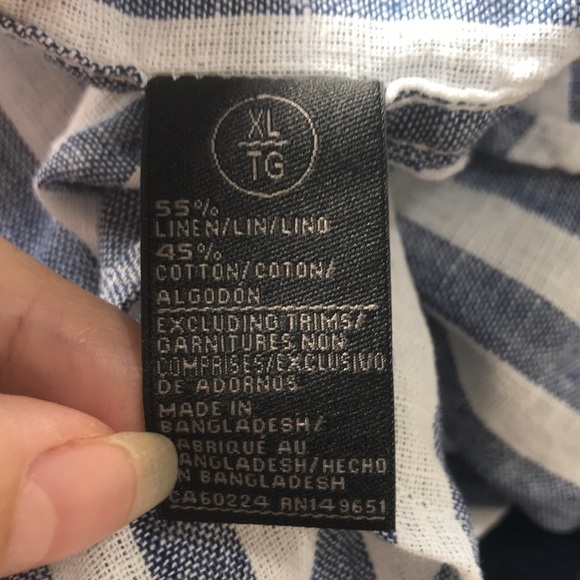 JOES Jeans linen blend striped short sleeve button down shirt XL blue white - Picture 10 of 11